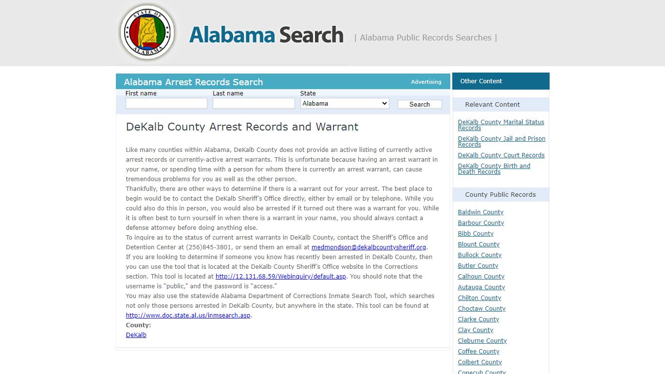 DeKalb County Arrest Records and Warrant | Alabama - AL Search